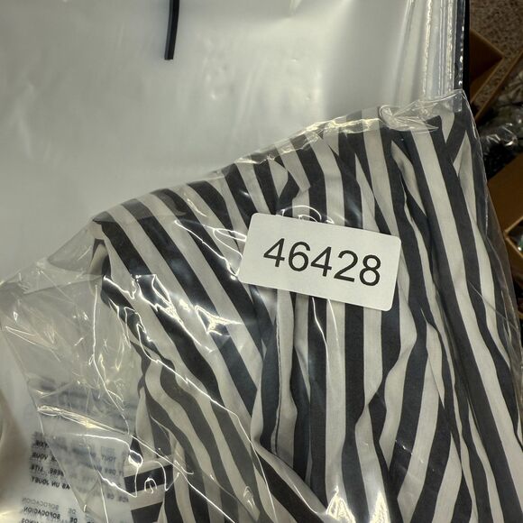 Worthington Shirt Women M Medium Black Striped Button Up Collared Long Sleeve - Picture 7 of 7